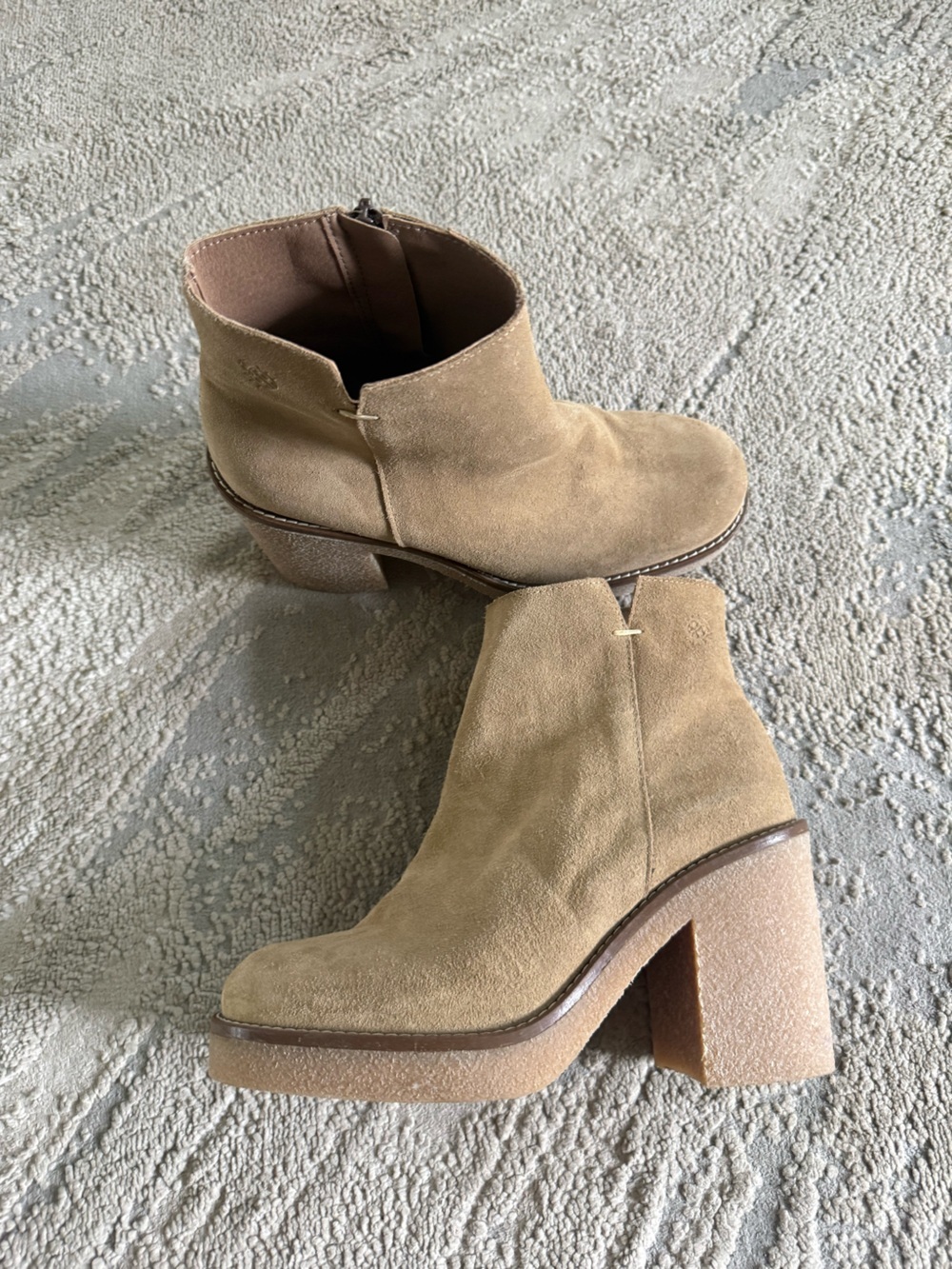 Yokono Gela ankle boots Leather suede Tan block heel 40 9 9.5